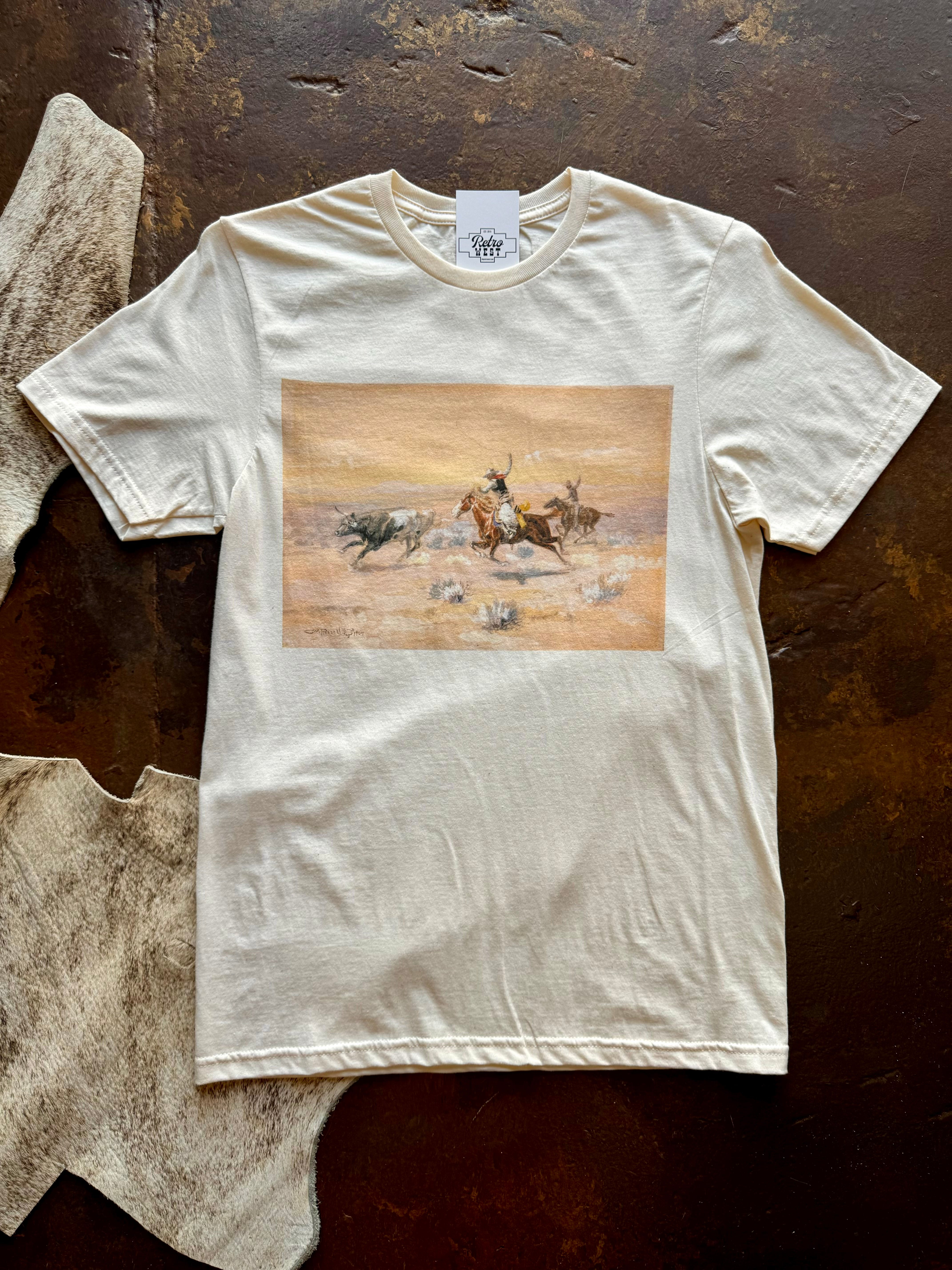Double Cowboy Western Scene Tee