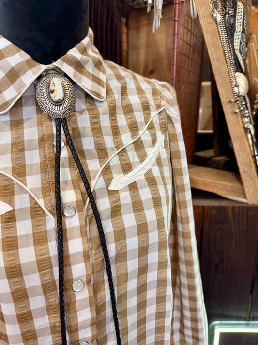 The Howdy Hanny Brown Gingham Pearl Snap
