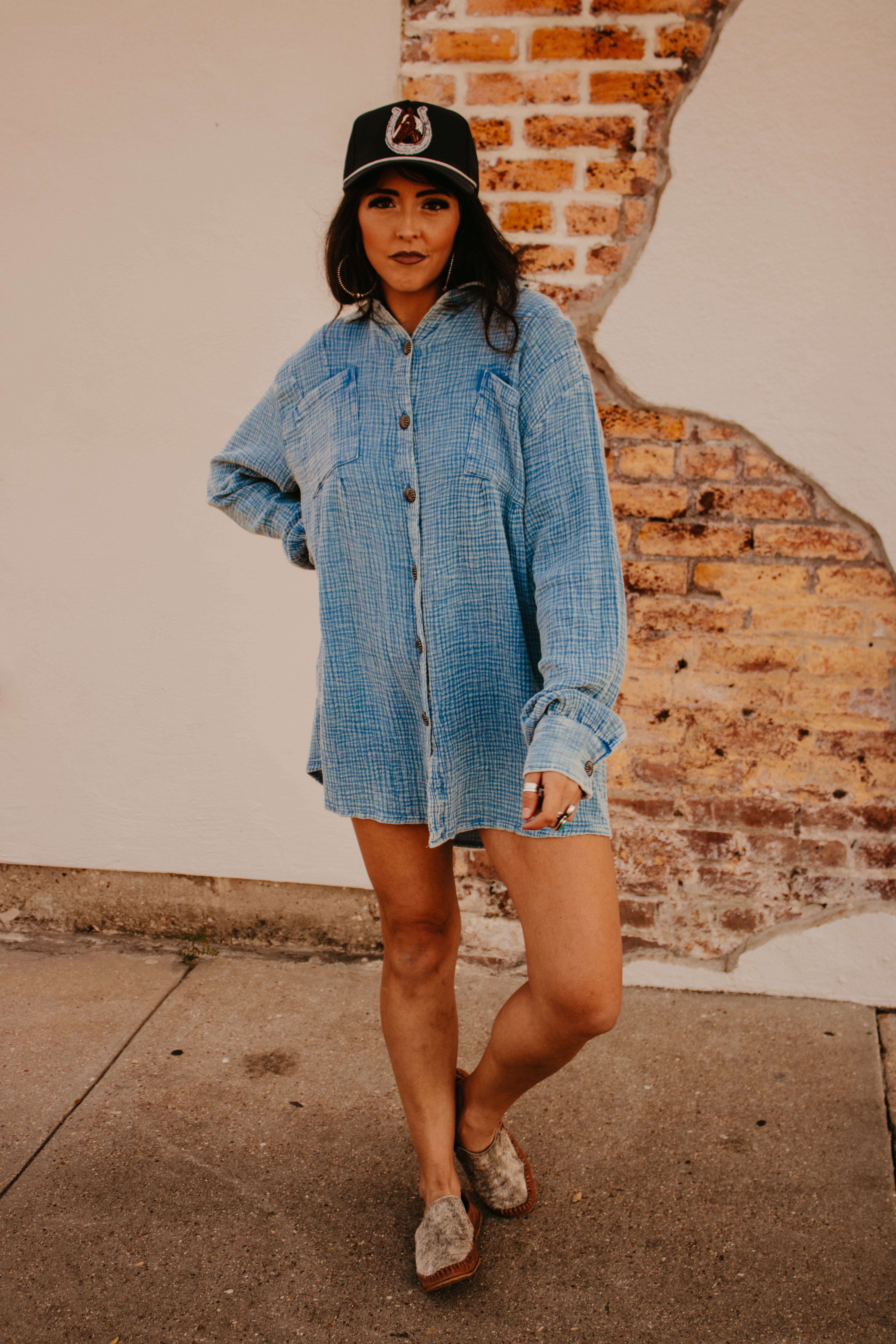 The Acres Button Up-Cowboy Blue