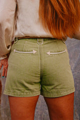 The Howdy Hanny Olive Denim Shorts