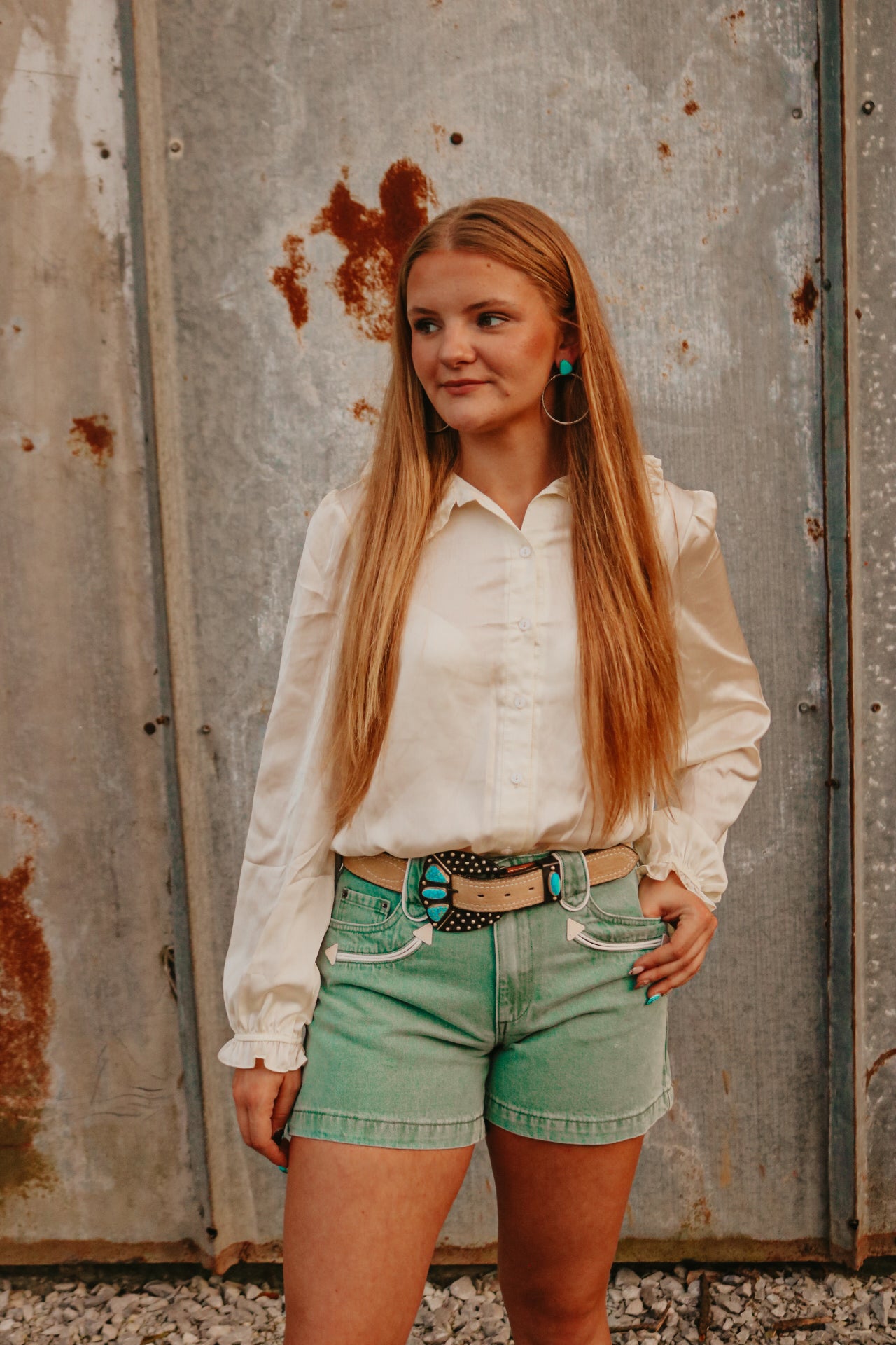 The Howdy Hanny Turquoise Denim Shorts