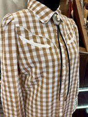 The Howdy Hanny Brown Gingham Pearl Snap