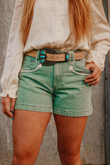 The Howdy Hanny Turquoise Denim Shorts