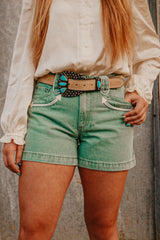 The Howdy Hanny Turquoise Denim Shorts
