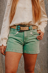 The Howdy Hanny Turquoise Denim Shorts