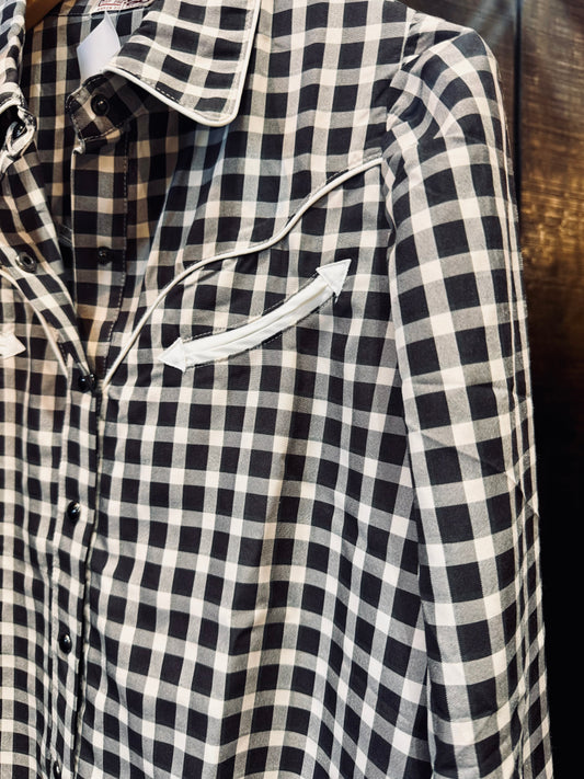 The Howdy Hanny Black Gingham Pearl Snap