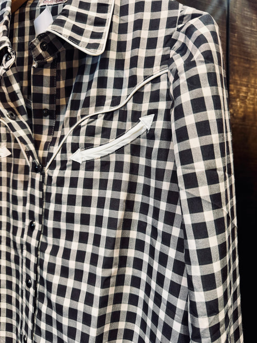 The Howdy Hanny Black Gingham Pearl Snap