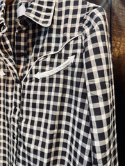 The Howdy Hanny Black Gingham Pearl Snap