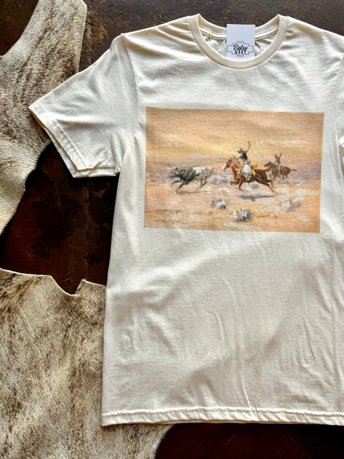Double Cowboy Western Scene Tee