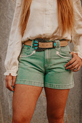 The Howdy Hanny Turquoise Denim Shorts
