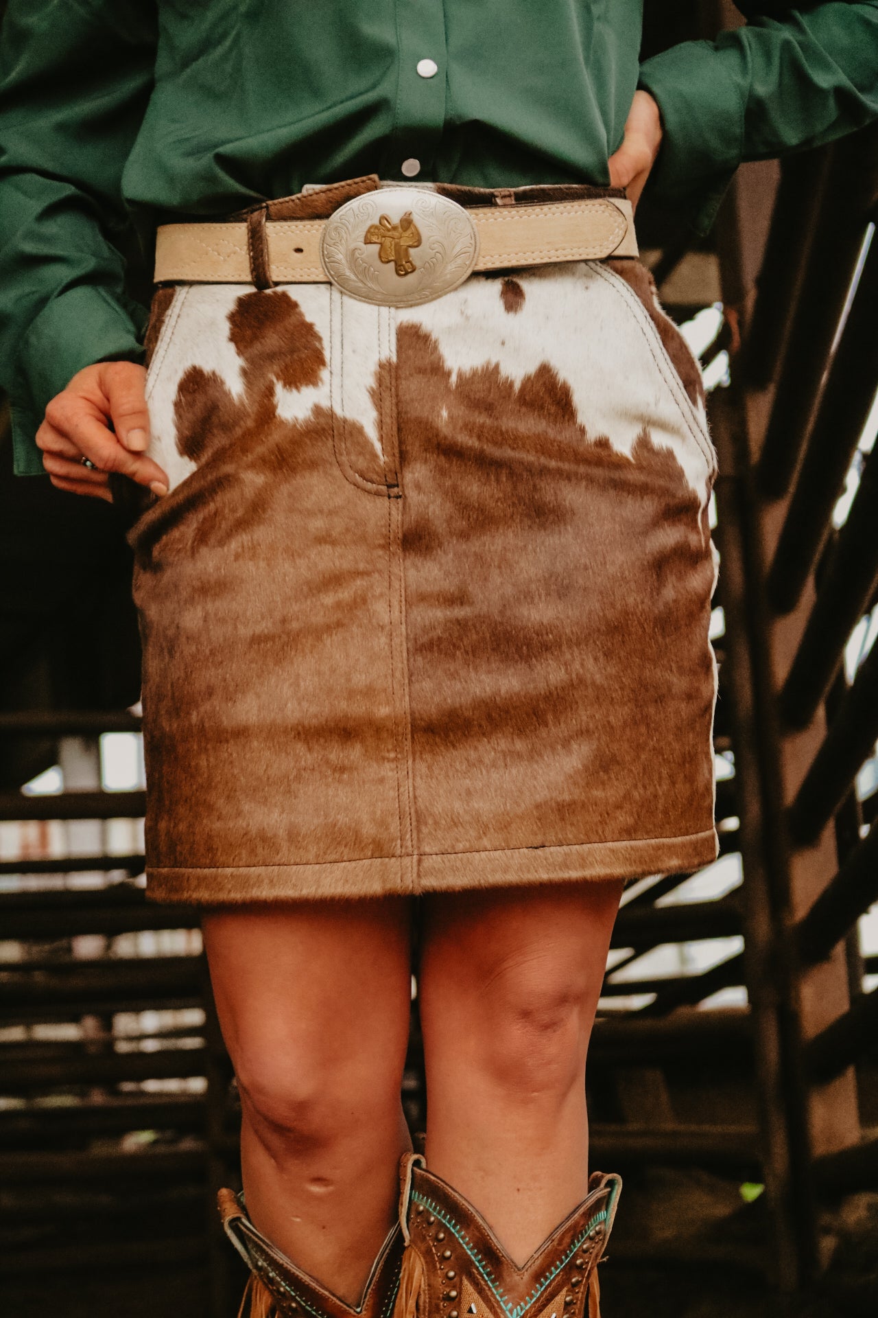 Cowhide Mini Skirt-Size 6