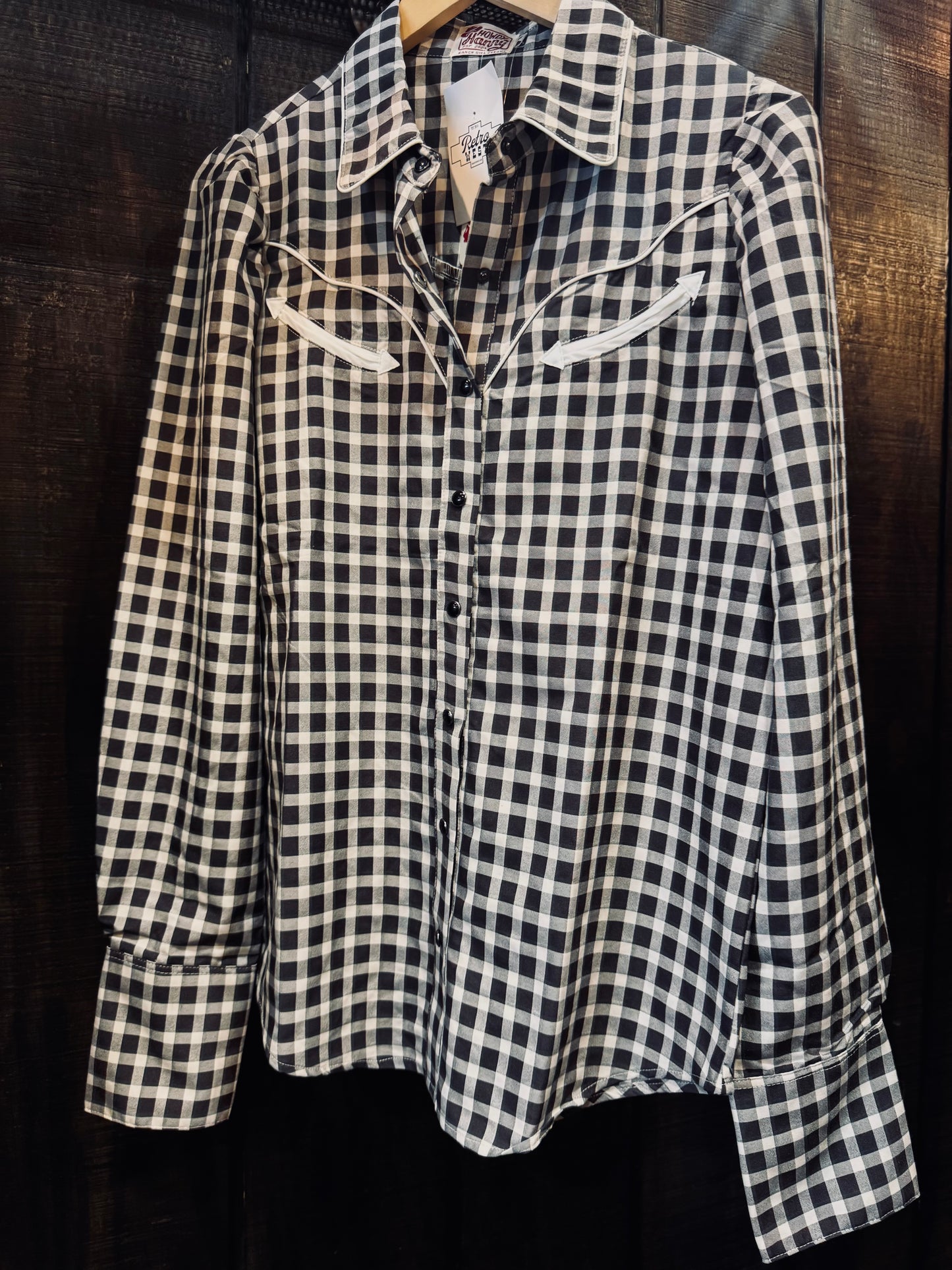 The Howdy Hanny Black Gingham Pearl Snap