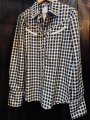 The Howdy Hanny Black Gingham Pearl Snap