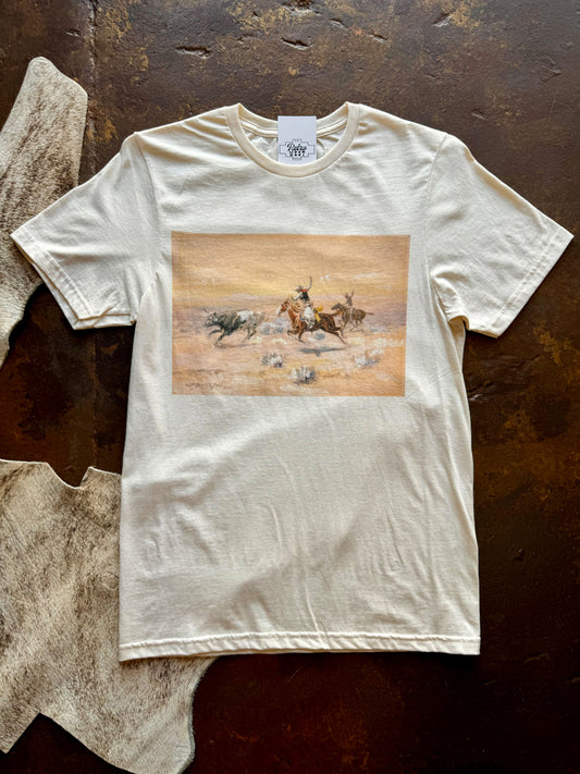 Double Cowboy Western Scene Tee
