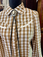 The Howdy Hanny Brown Gingham Pearl Snap