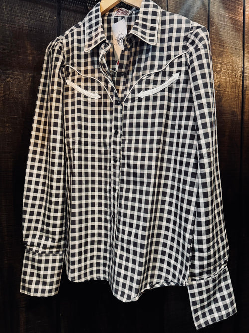 The Howdy Hanny Black Gingham Pearl Snap