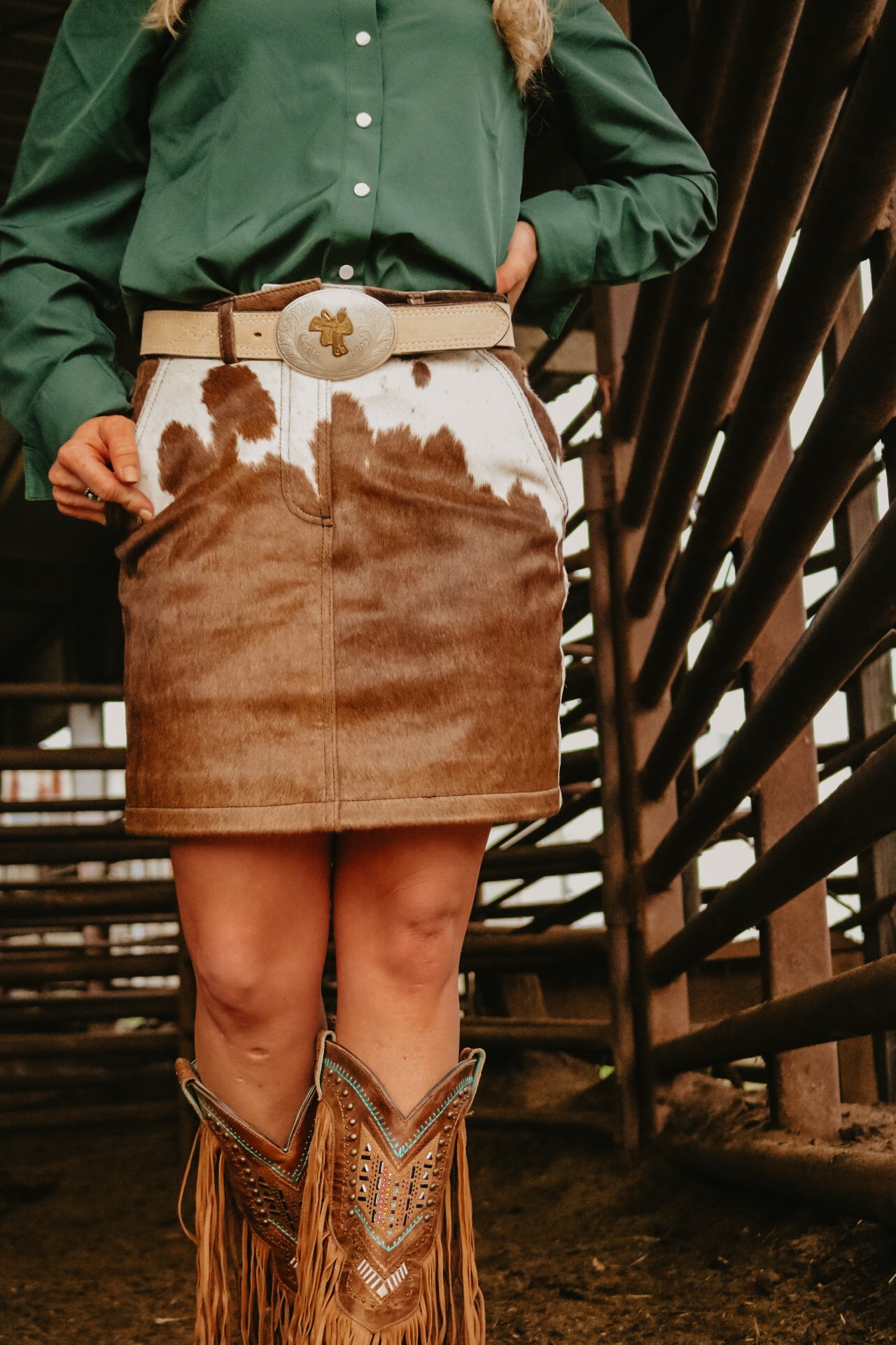 Cowhide Mini Skirt-Size 6