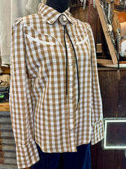 The Howdy Hanny Brown Gingham Pearl Snap