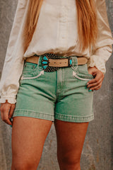 The Howdy Hanny Turquoise Denim Shorts