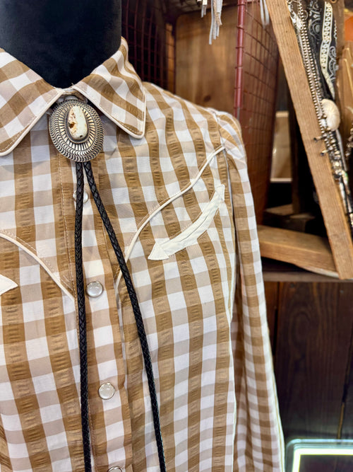 The Howdy Hanny Brown Gingham Pearl Snap