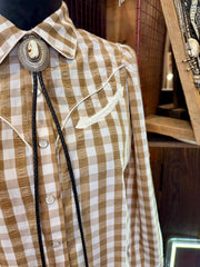 The Howdy Hanny Brown Gingham Pearl Snap